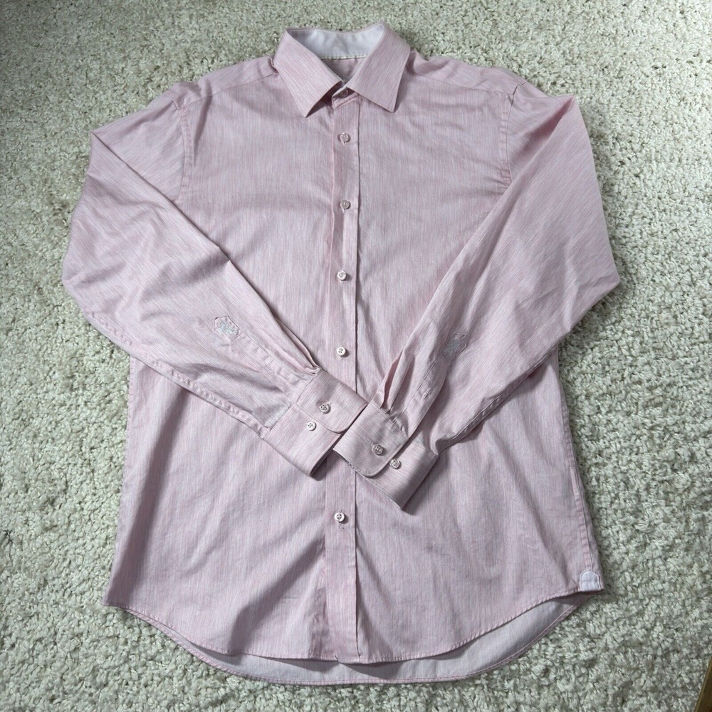 Bugatchi Shirt Men's 16/40 Pink‎ Button Down Shirt Office Career
